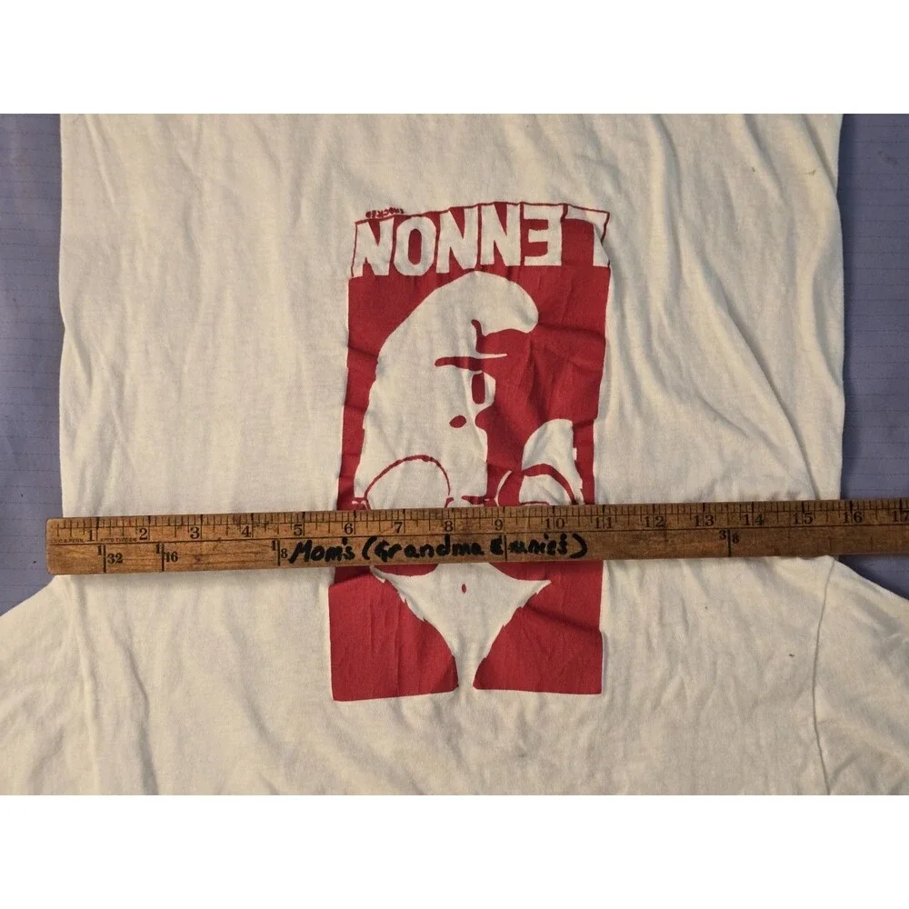 Vintage 90s John Lennon T-Shirt Graphic Give Peace A Chance USA Made Fruit Loom - Picture 10 of 16